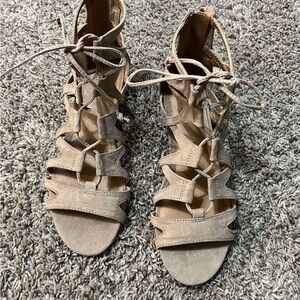 Women's Tan Lace-Up Sandals
